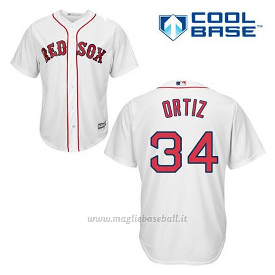 Maglia Baseball Uomo Boston Red Sox 34 David Ortiz Bianco 1ªCool Base